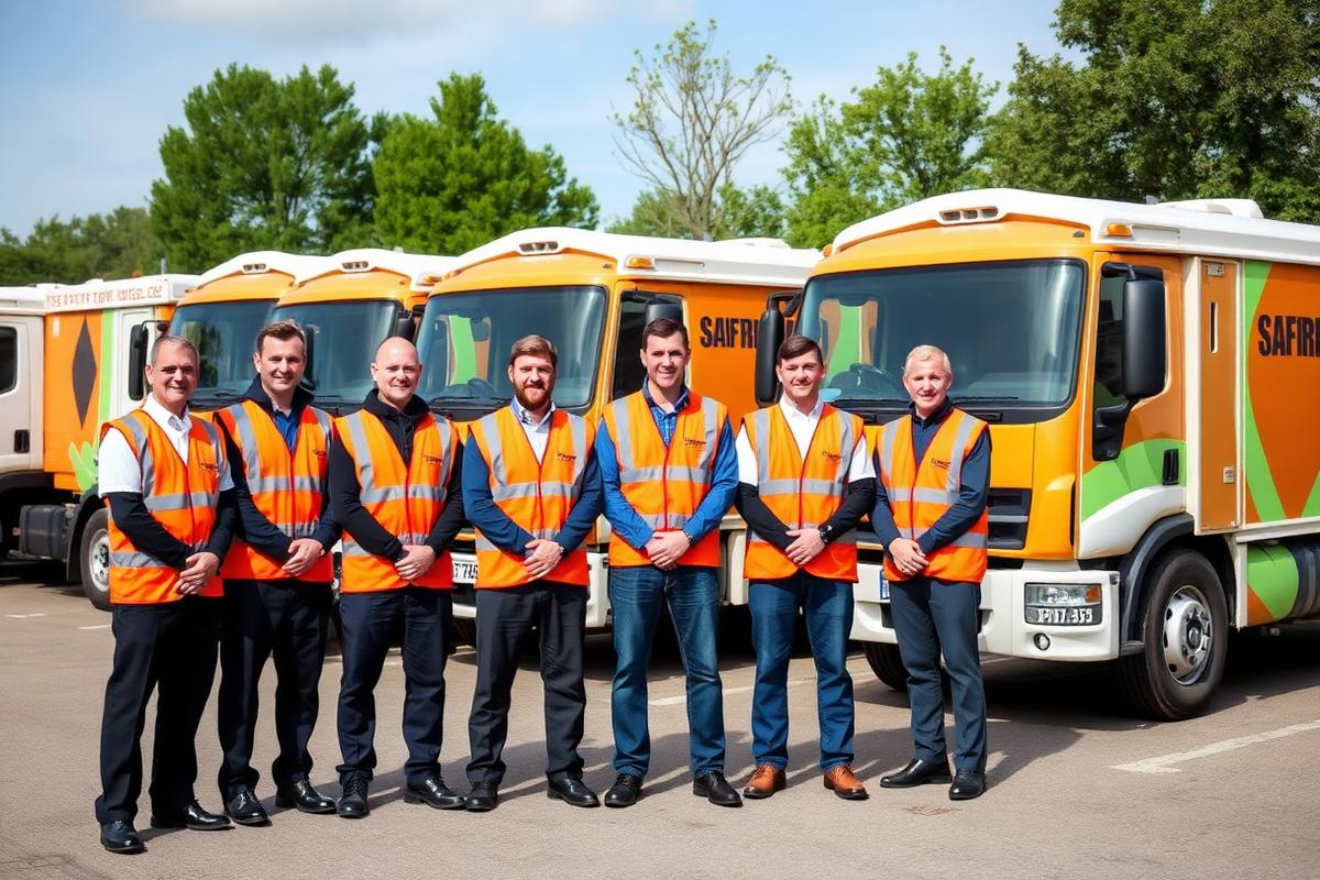 Daverenzio Co. crew with service trucks